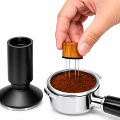 Yozcoffee Ubijak do espresso WDT Dystrybutor 53 mm 2 w 1 Stal nierdzewna Czarny