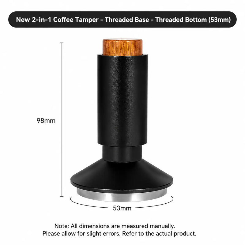 Yozcoffee Ubijak do espresso WDT Dystrybutor 53 mm 2 w 1 Stal nierdzewna Czarny – wymiary podstawy gwintowanej