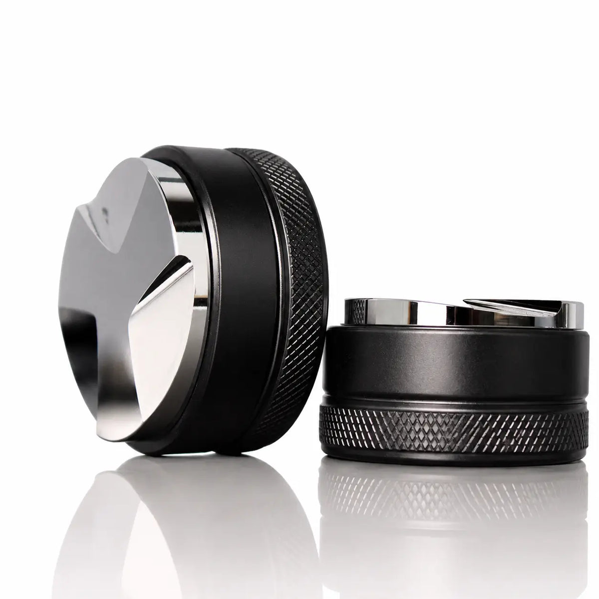 Yozcoffee Dystrybutor espresso 51/53/58mm stop aluminium 3-listkowy czarny – ustawienia kąta z przodu