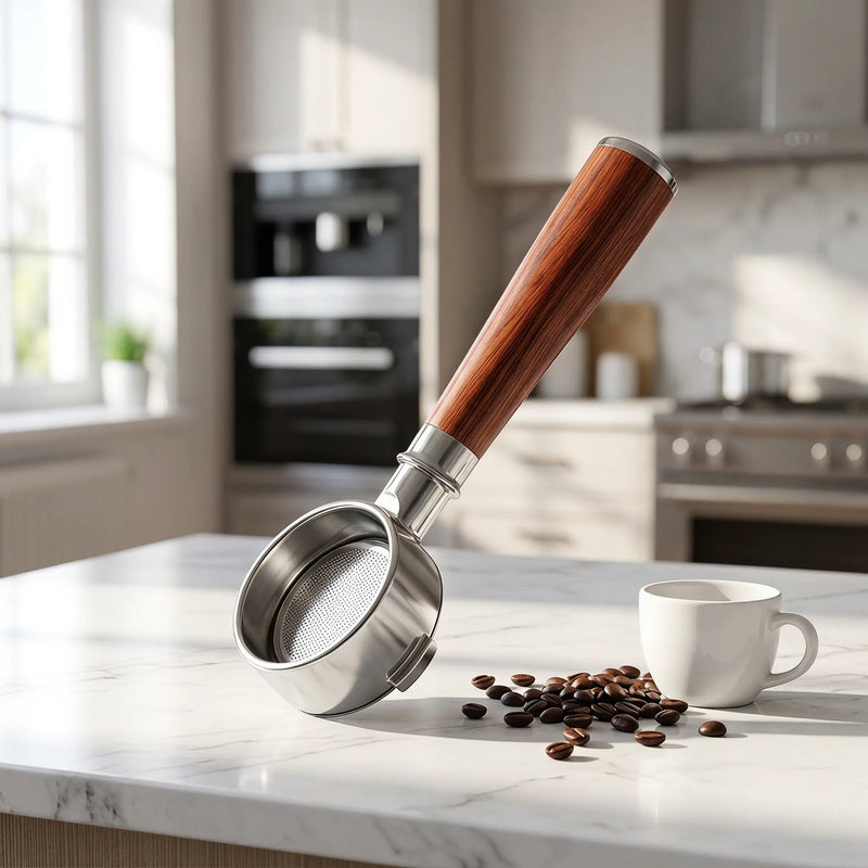 Kolba bez dna 54 mm do Breville BES870/878/880 — Drewniany uchwyt — konfiguracja lifestylowa
