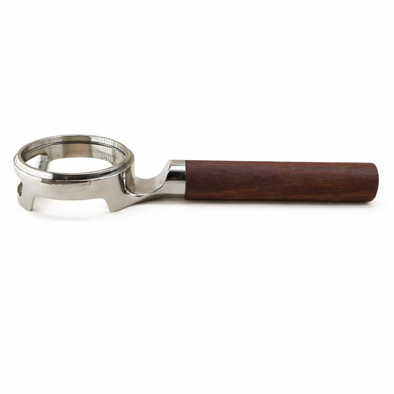 Yozcoffee E61 Kolba bez dna 58 mm Uchwyt z drewna orzechowego Złoty/Srebrny – srebrny Strona z orzecha