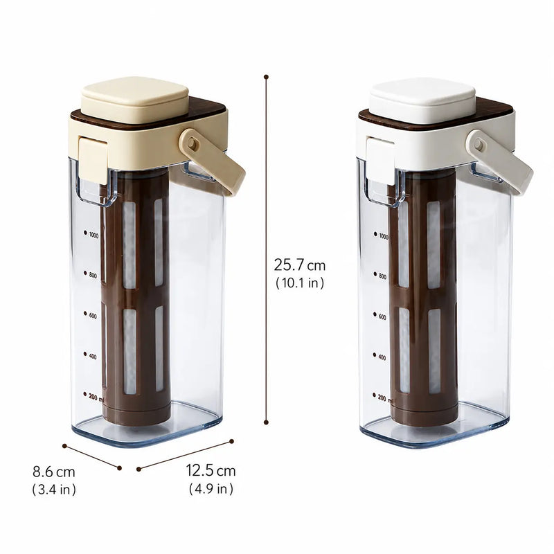 Yozcoffee Dzbanek do zimnej kawy 1000ml BPA-Free Filtr Apricot/White – rozmiar morelowy