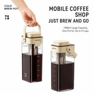 Yozcoffee Dzbanek do kawy na zimno 1000ml BPA-Free Filtr Apricot/White – sklep mobilny