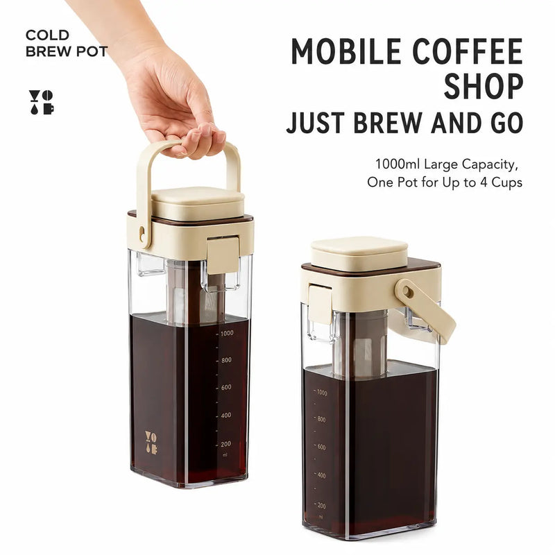 Yozcoffee Dzbanek do kawy na zimno 1000ml BPA-Free Filtr Apricot/White – sklep mobilny
