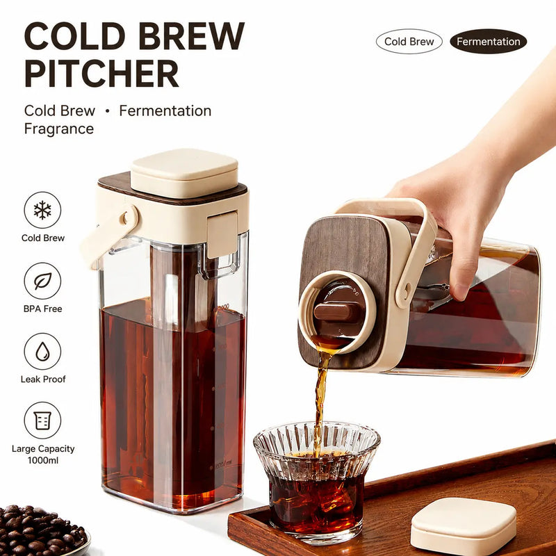 Yozcoffee Dzbanek do kawy na zimno 1000ml BPA-Free Filtr Apricot/White – cechy