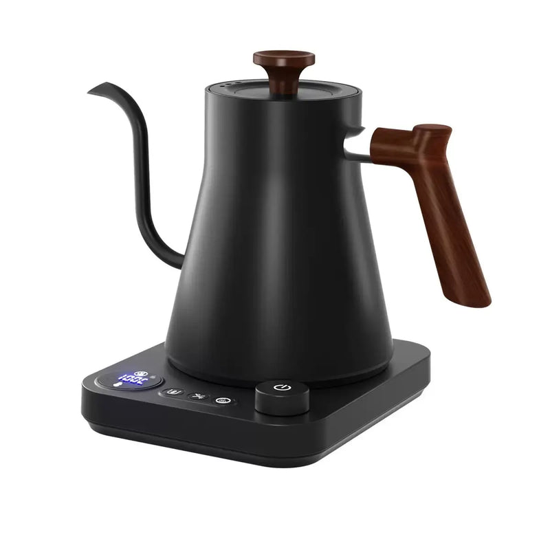 Yozcoffee Czajnik elektryczny na gęsiej szyi 0,9 l Stal nierdzewna 304 z regulacją temperatury Czarny/biały – czarny przód