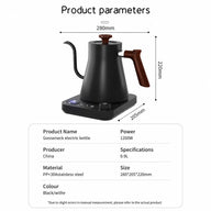 Yozcoffee Czajnik elektryczny na gęsiej szyi 0,9 l Regulacja temperatury ze stali nierdzewnej 304, czarno-biały – wymiary i dane techniczne 0,9 l