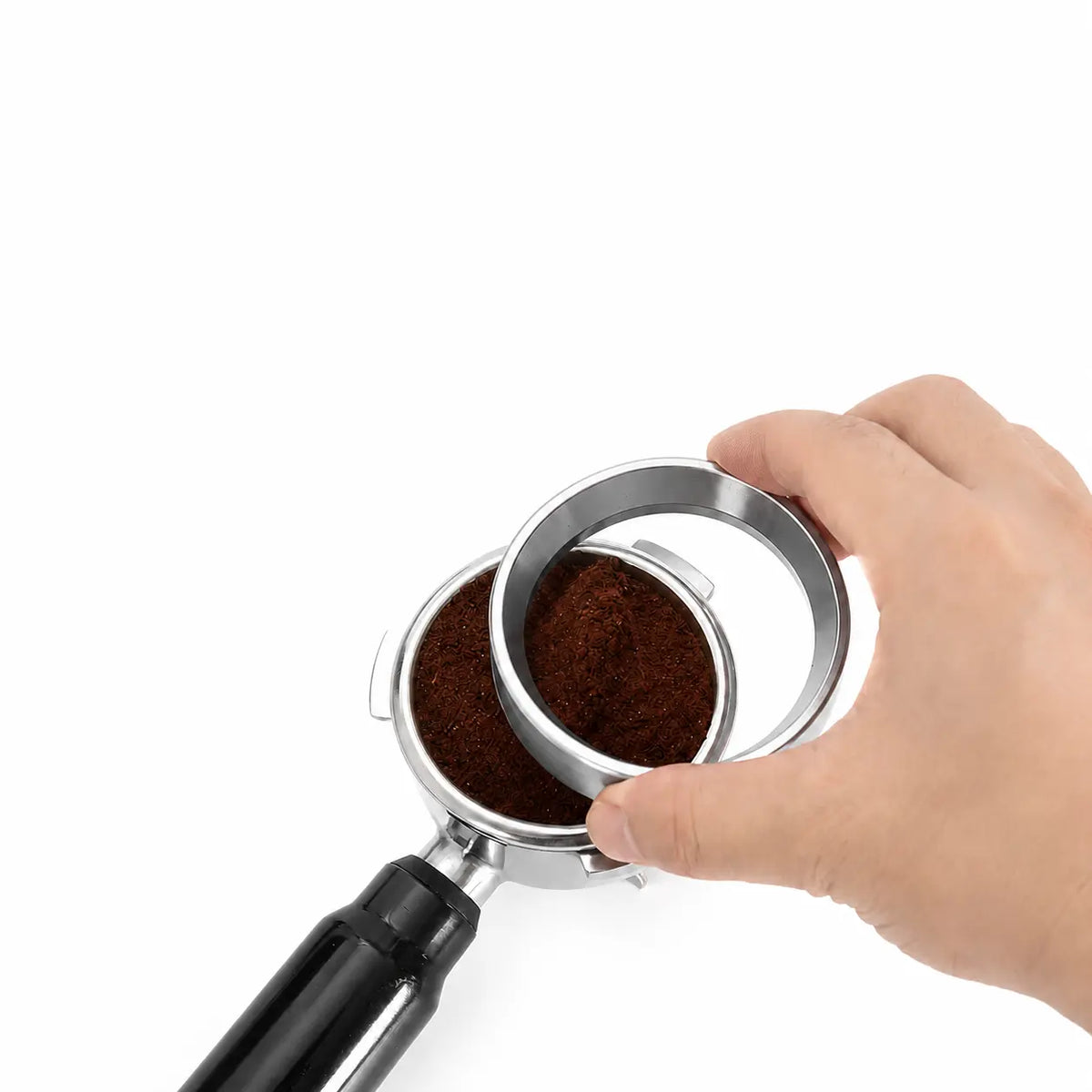 Yozcoffee Lejek dozujący do espresso 51/53/58mm Magnetyczny Stal nierdzewna Srebrny – koszyk z kolbą