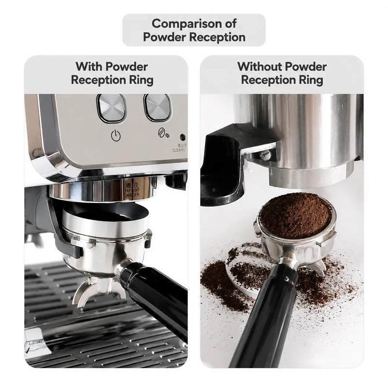 Yozcoffee Lejek dozujący espresso 51/53/58mm Magnetyczna stal nierdzewna Srebrny – porównanie redukcji rozsypywania się
