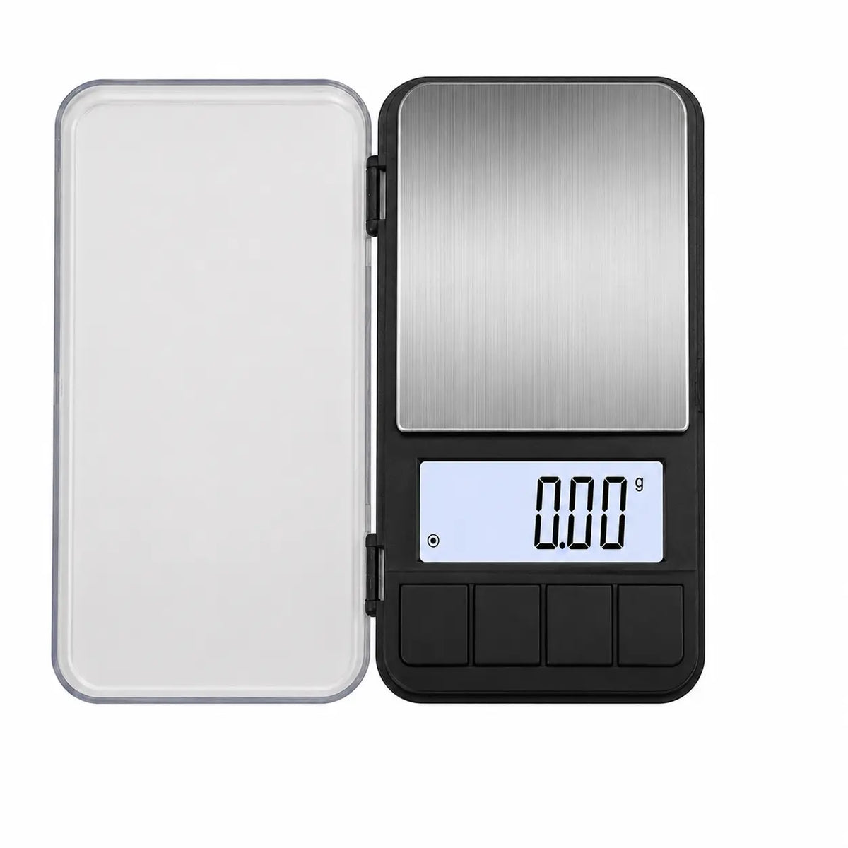 Yozcoffee Kieszonkowa waga do kawy 500g 0,01g Podświetlany wyświetlacz LCD Compact Black – otwierana z przodu pokrywa