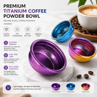Yozcoffee Tytanowy kubek dozujący do espresso Czysty tytanowy pojemnik na proszek Opalizujący – stylowy zestaw premium