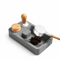 Yozcoffee Mata do ubijania espresso Silikonowy stojak tamper Coffee Bar Czarny/Szary – szary krążek