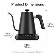 Yozcoffee Inteligentny czajnik elektryczny na gęsiej szyi, 0,9L ±1°C Sterowanie – wymiary temperatury