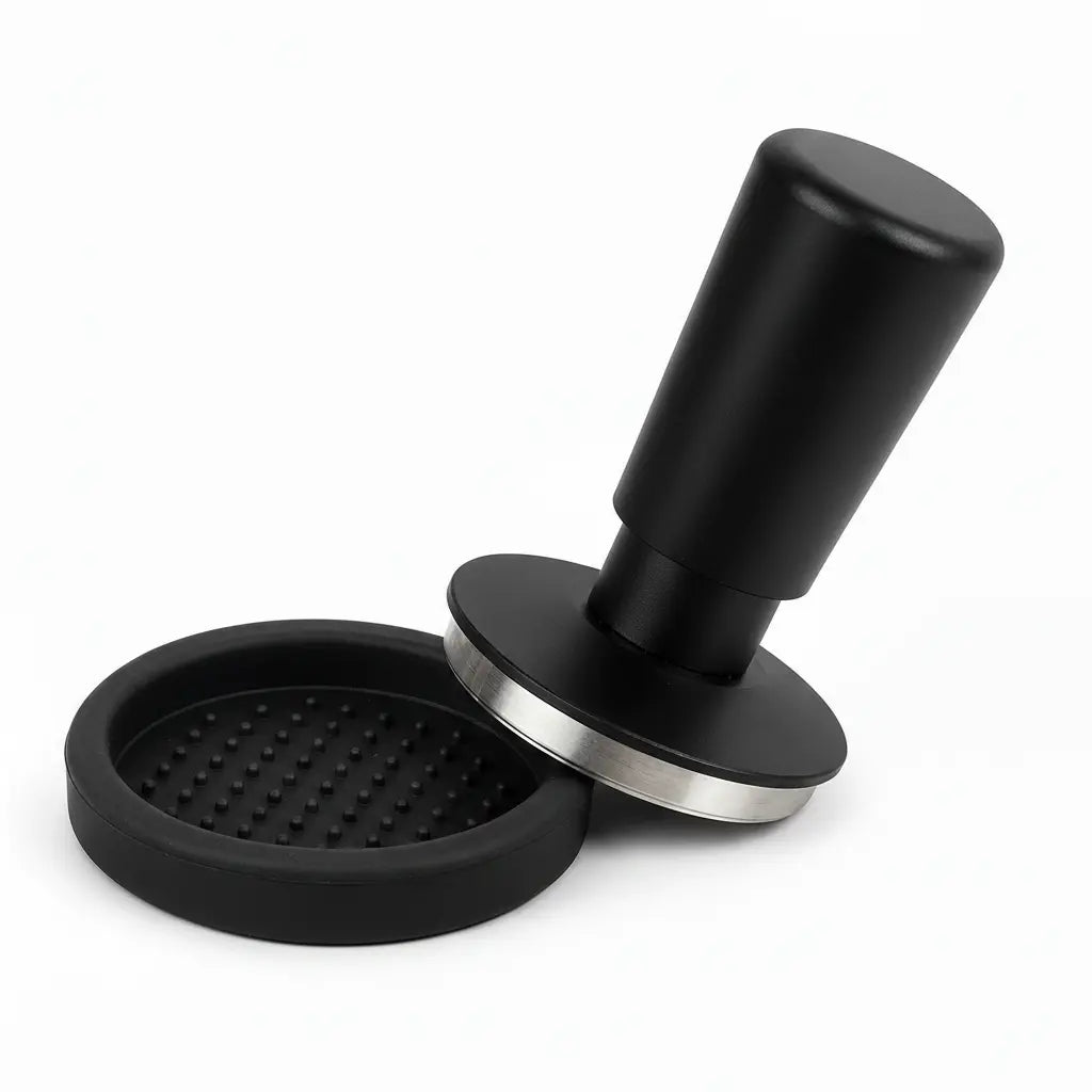 Yozcoffee Sprężynowy ubijak do espresso 49/51/58 mm stal nierdzewna – czarna podstawa