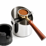 Yozcoffee Pudełko na zaparzacz do espresso Pasek silikonowy ze stali nierdzewnej Srebrny/Czarny – srebrna kolba