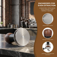 Yozcoffee Ubijak do espresso 51/53/58mm Drewno orzechowe Constant Force – wykończenie kluczowych elementów z bliska